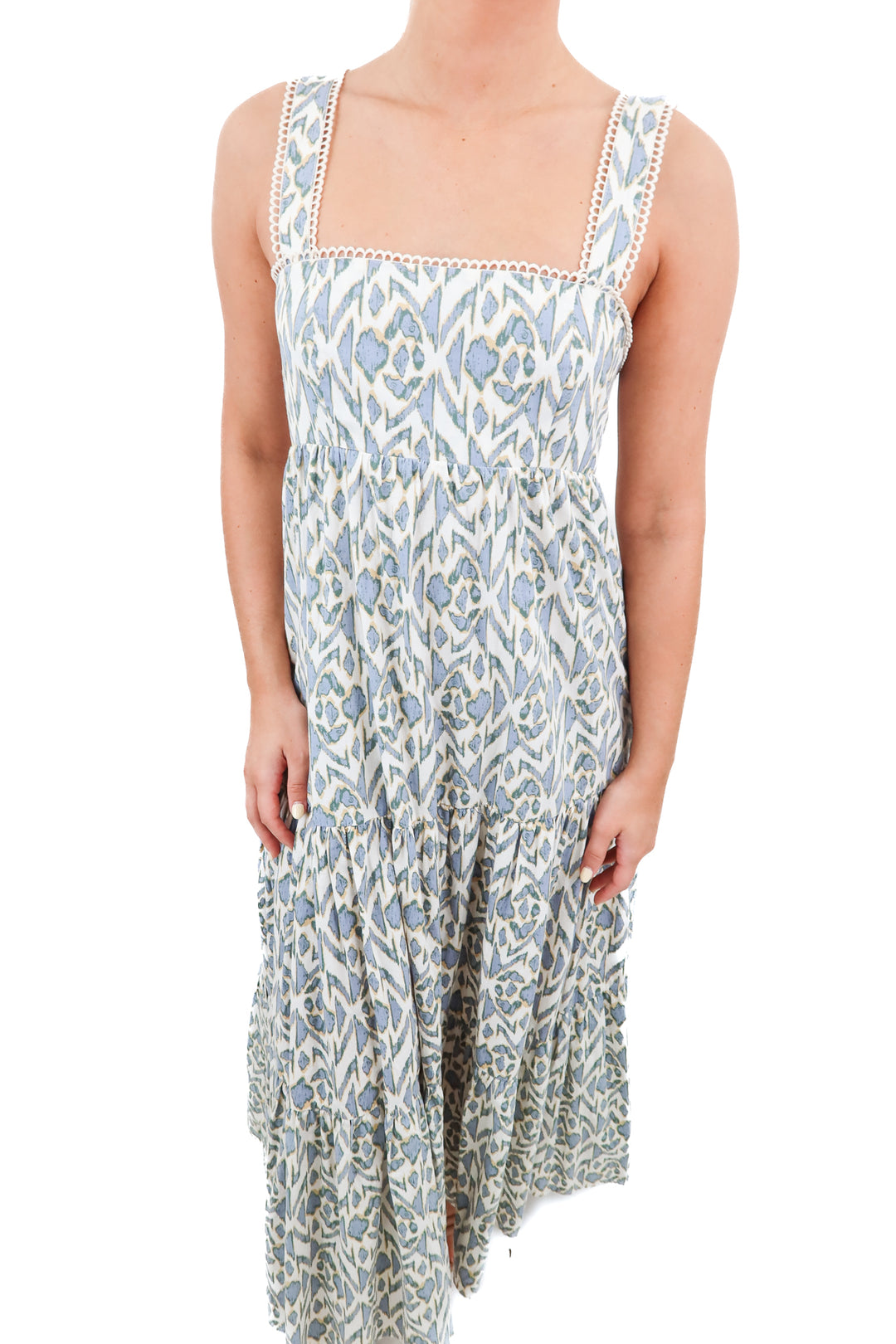 kivari printed scalloped maxi dress (4; retail $349)