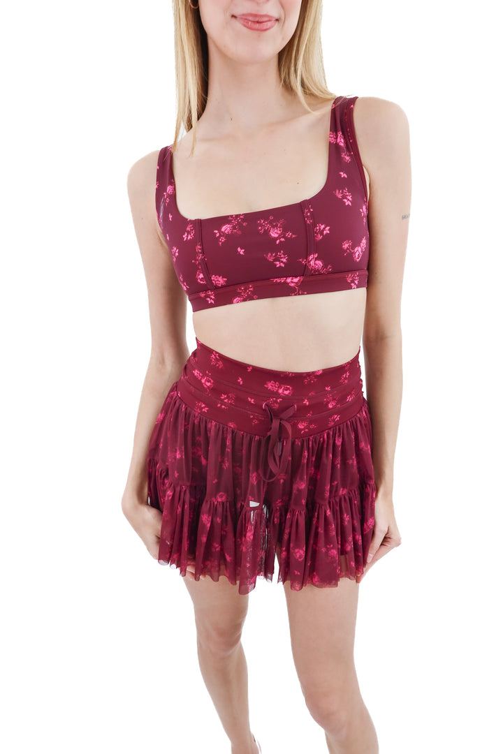 pop flex pink floral skirt and sports bra set (s; retail $102)
