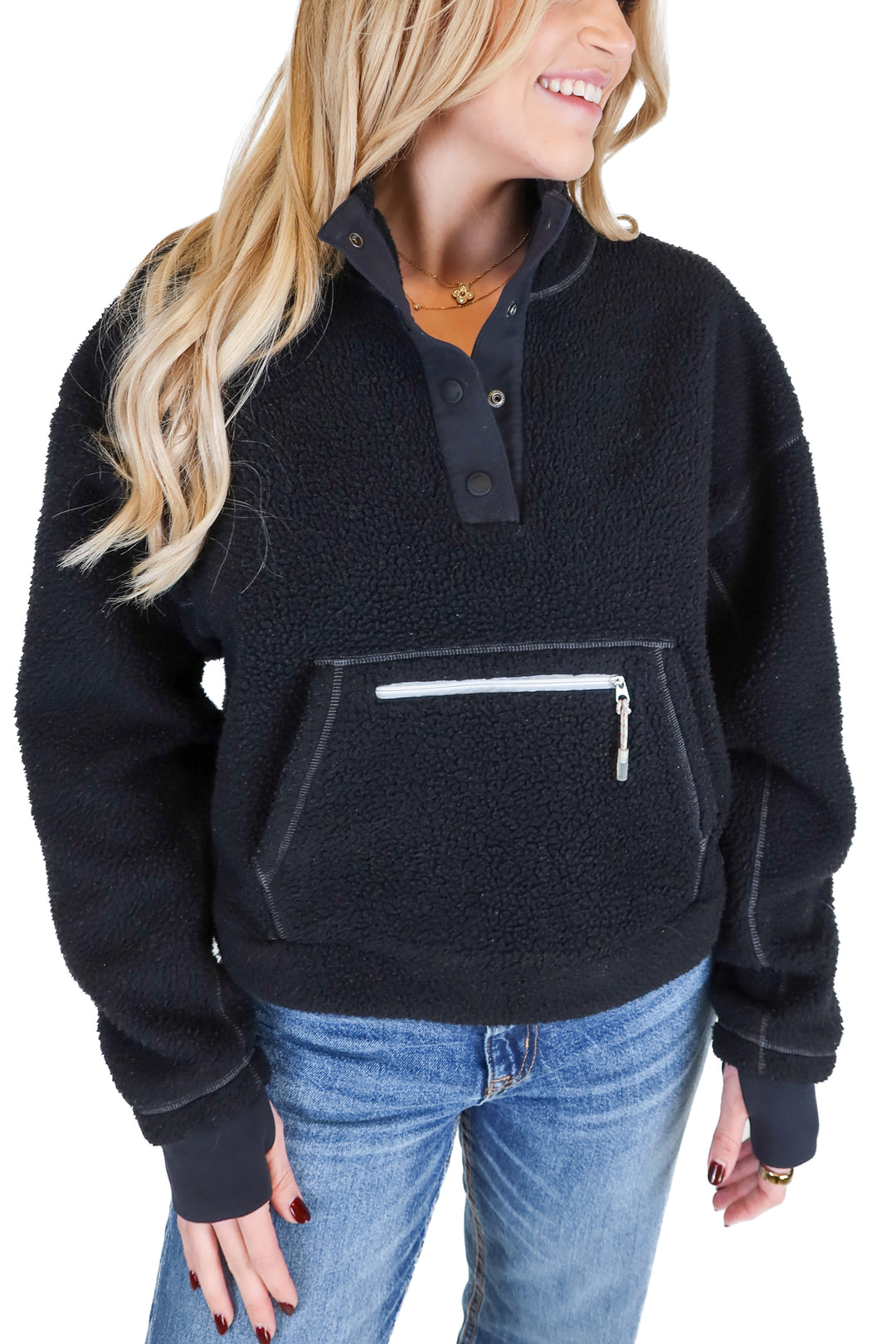 GymShark Black Fleece Pullover (S)