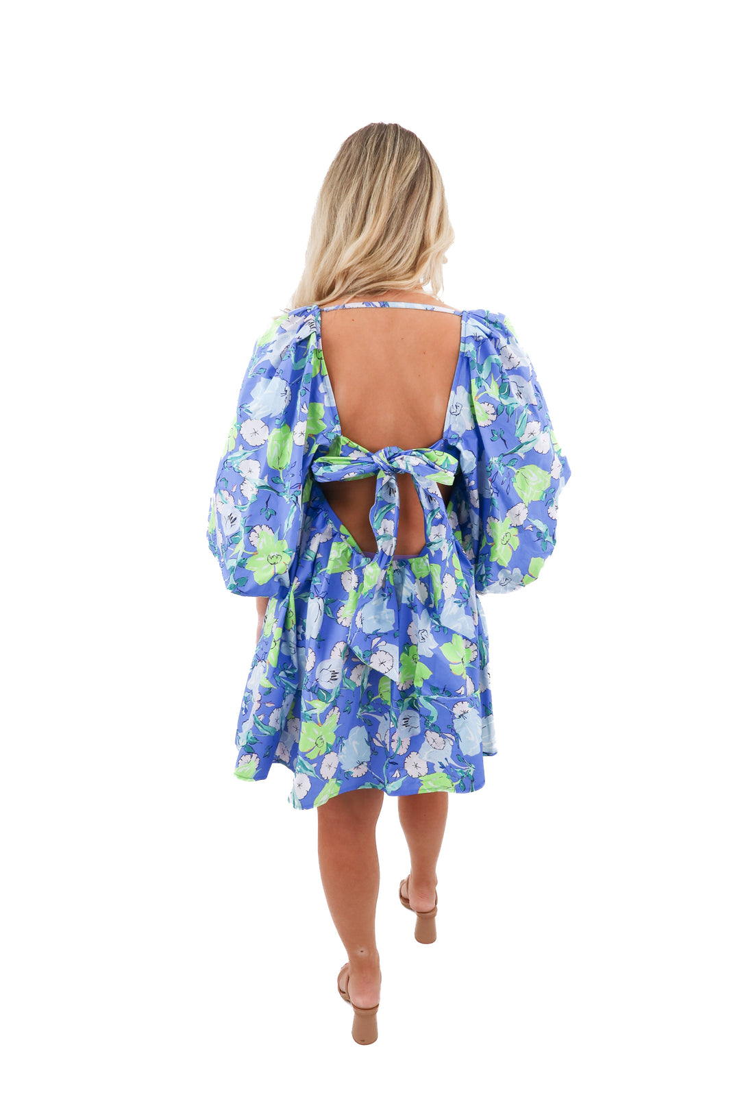 Asos blue floral puff sleeve dress (6; retail $145)