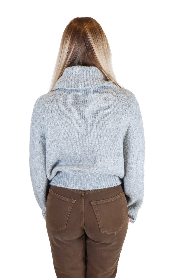 Lulus Grey Cowl Turtle Neck Sweater (S)