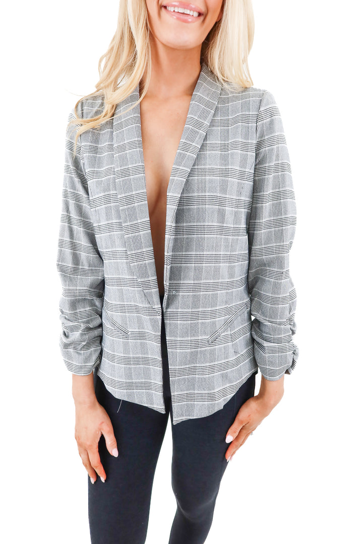 takara black and white plaid blazer nwt (m)