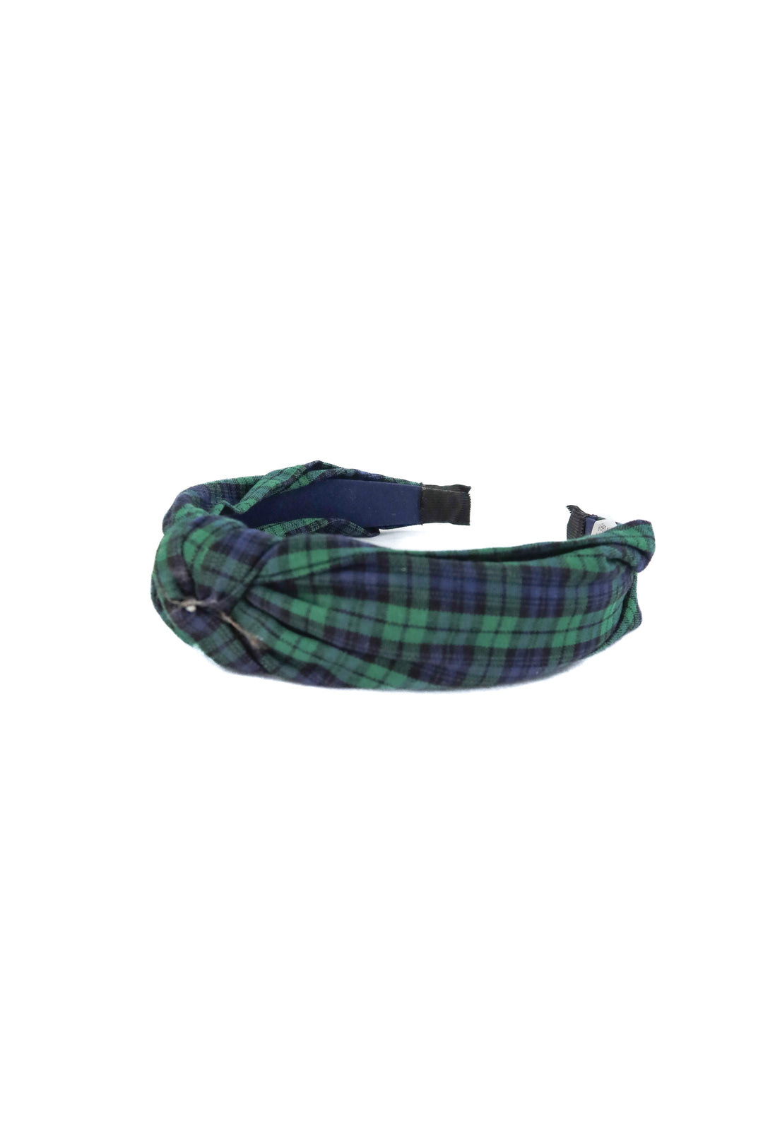 green plaid knot headband