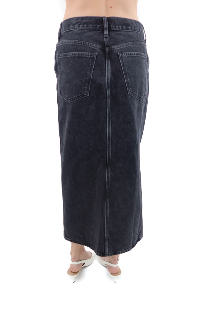 madewell black denim skirt (25; retail $138)