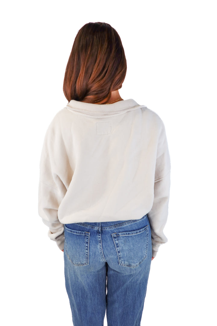 abercrombie & fitch tan quarter zip (M; retail $70)