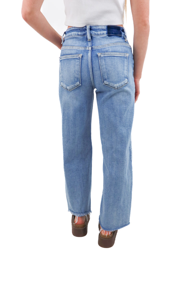risen jeans light wash wide leg raw hem jeans (25)