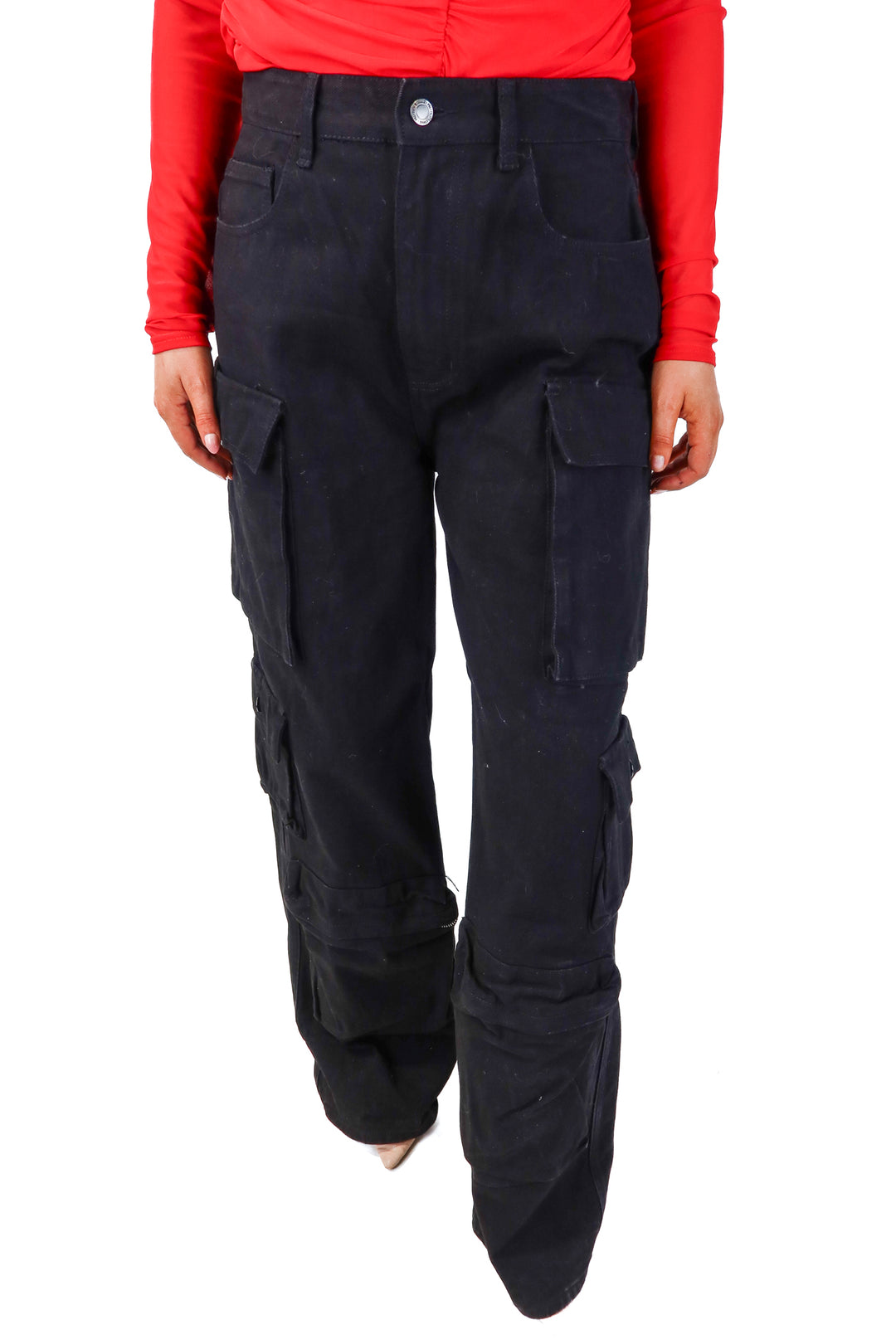 pretty little thing black cargo pants NWT (10tall)