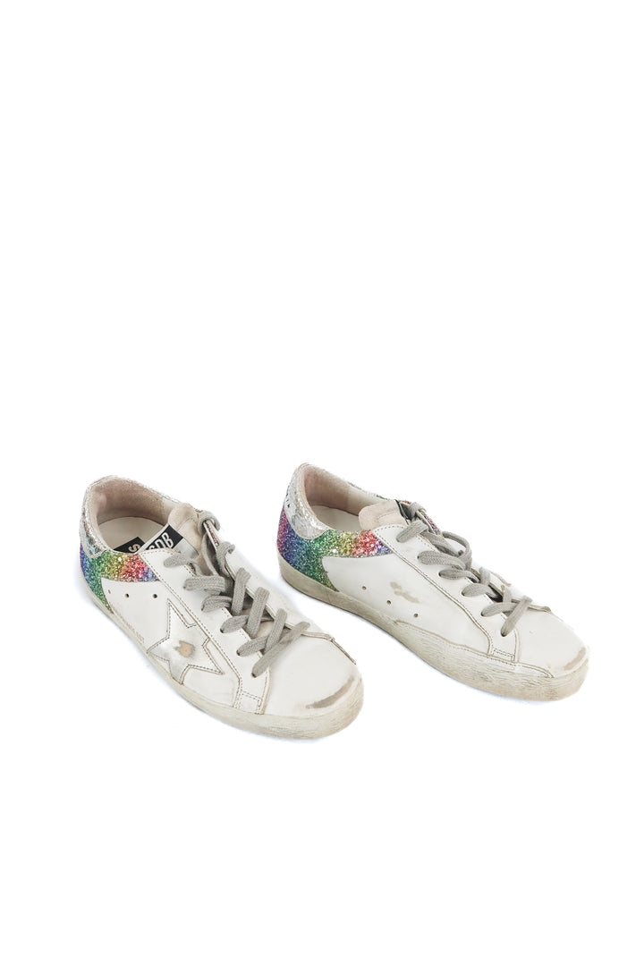 Golden Goose super-star rainbow glitter sneakers (36; retail $730)