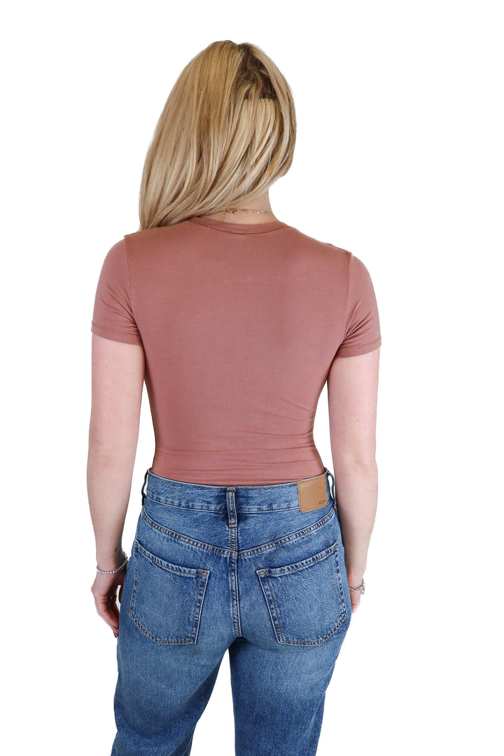 Skims Mauve Short Sleeve Bodysuit (M)