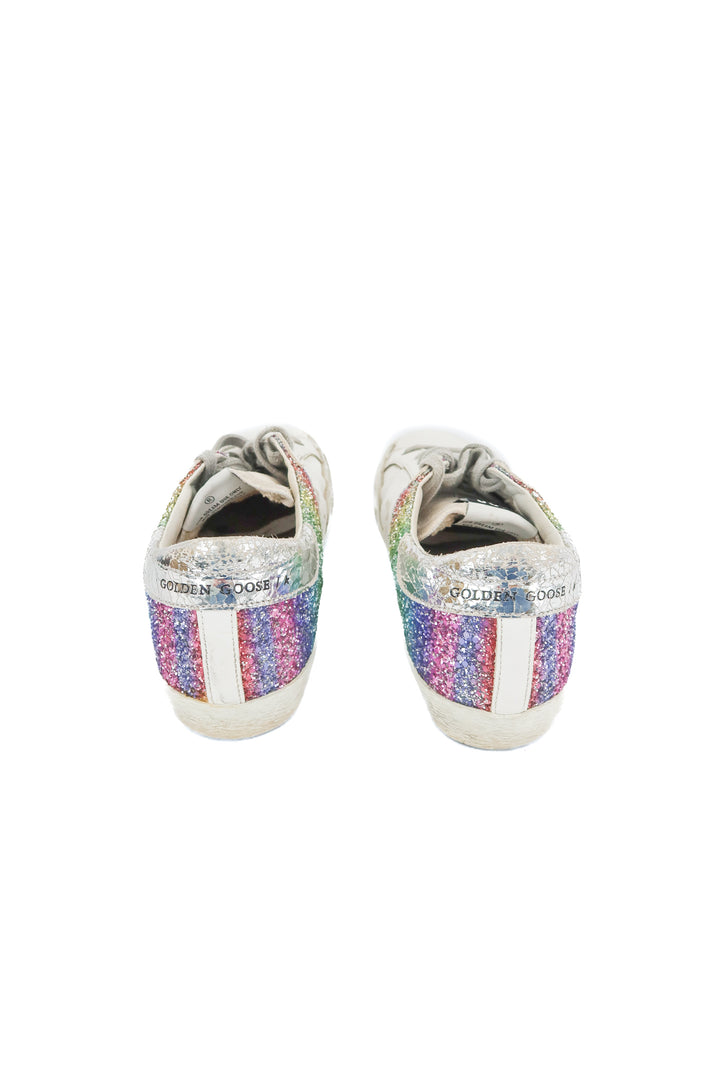 Golden Goose super-star rainbow glitter sneakers (36; retail $730)