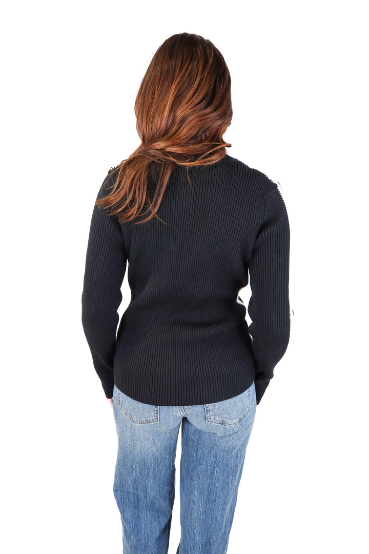 motf black ribbed sweater (m)