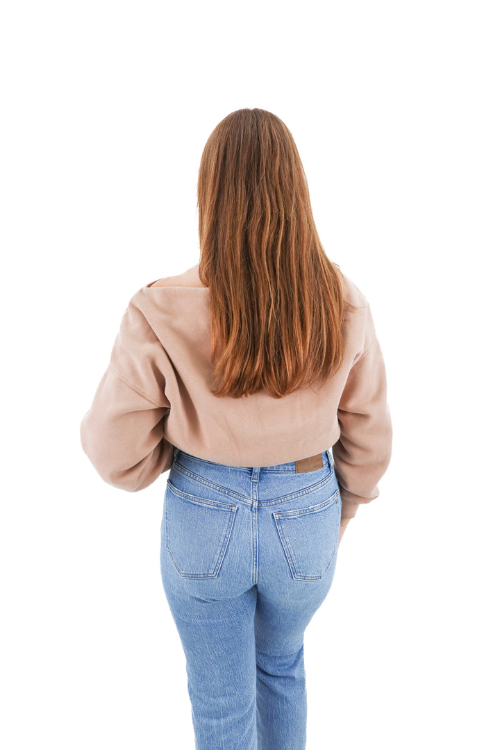 abercrombie & fitch tan wide neck sweatshirt (xs)