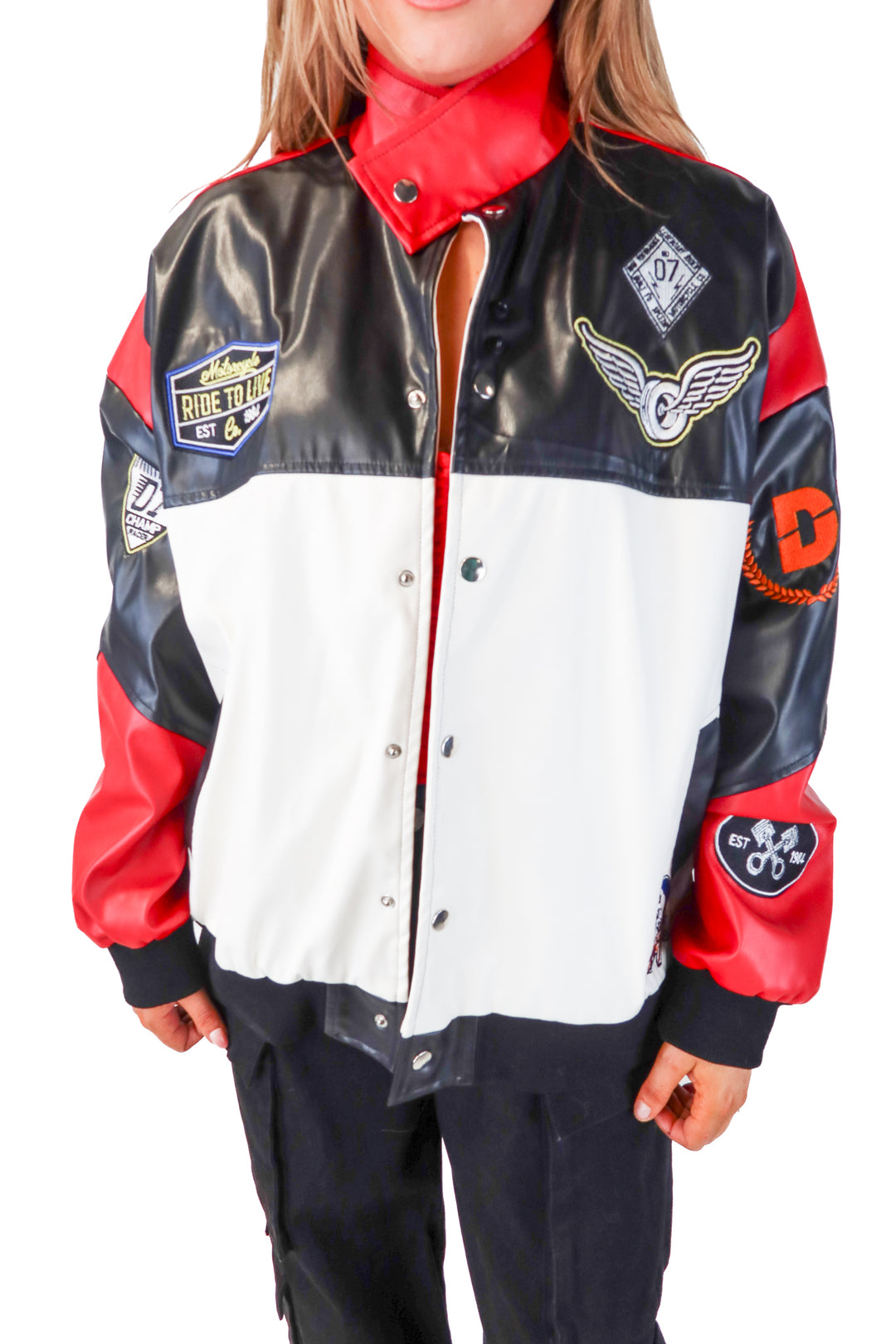 SOLD EGO vegan leather 49ers moto jacket (10)