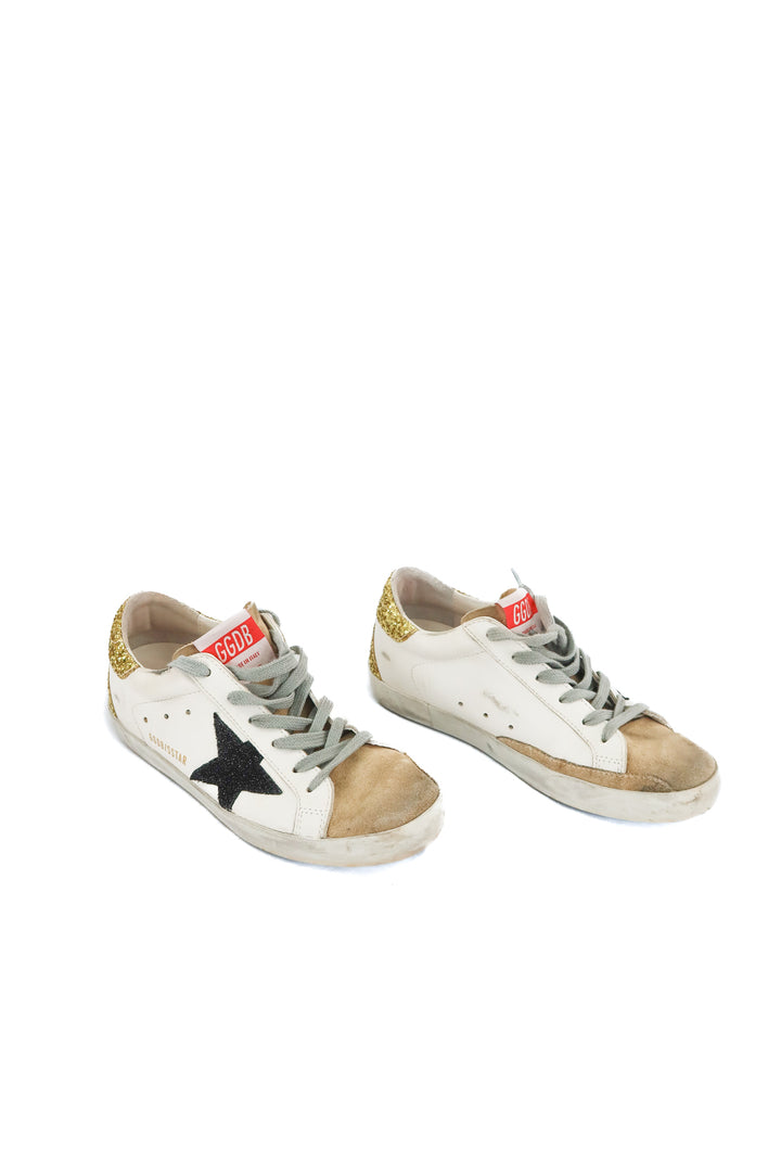 Golden Goose super-star gold glitter sneakers (36; retail $730)