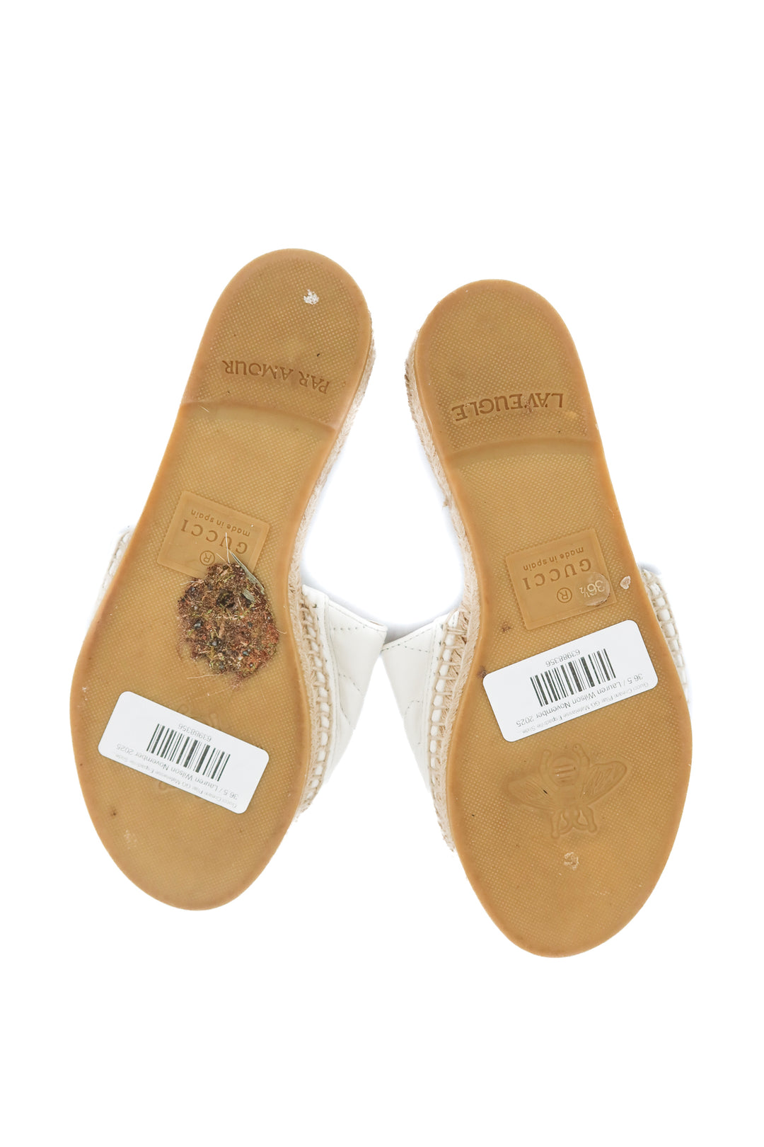 Gucci Cream Pilar GG Matelasse Espadrille Slides (36.5/ 6-7; retail $750)