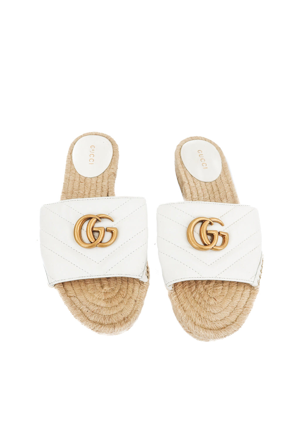 Gucci Cream Pilar GG Matelasse Espadrille Slides (36.5/ 6-7; retail $750)