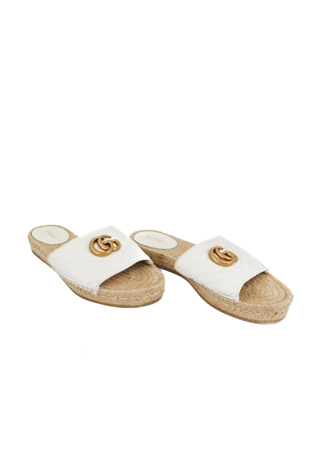 Gucci Cream Pilar GG Matelasse Espadrille Slides (36.5/ 6-7; retail $750)