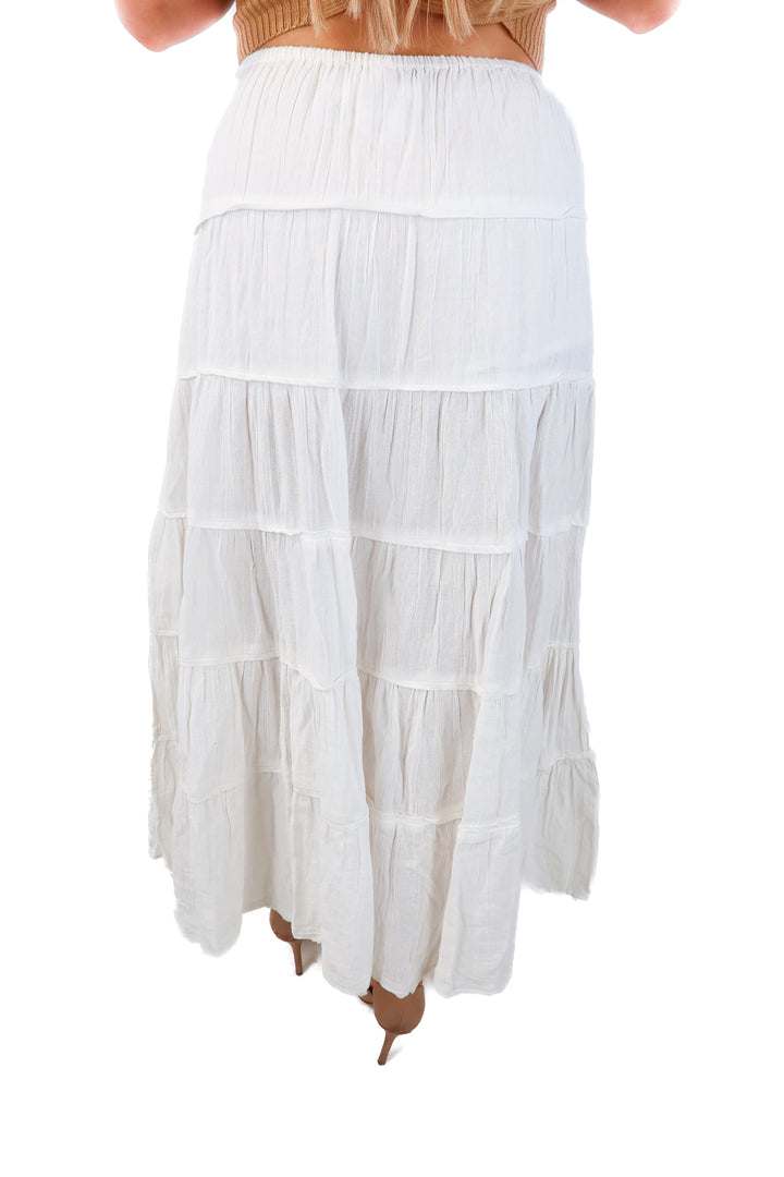 free people white maxi skirt (s; retail $88)