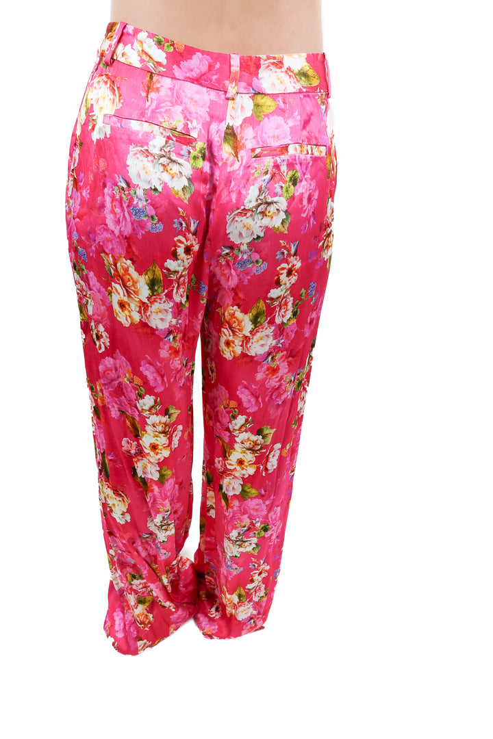 L'Agence pink floral satin pants NWT (4; retail $550)