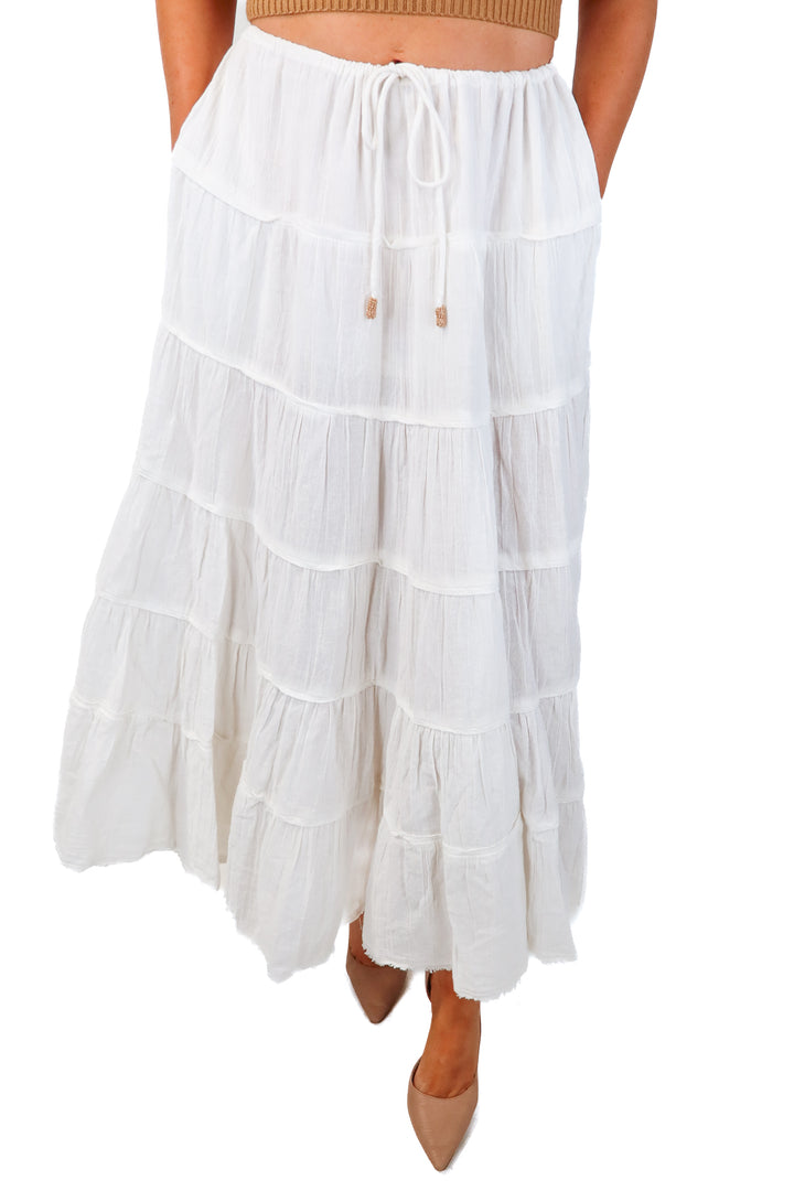 free people white maxi skirt (s; retail $88)