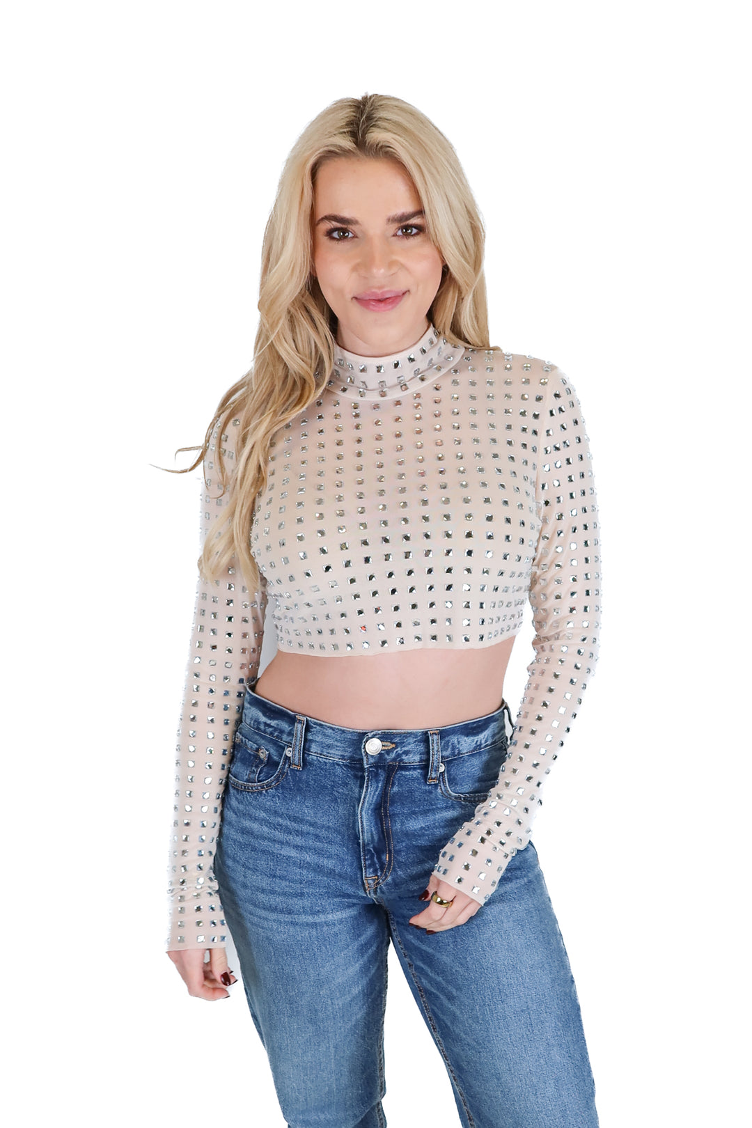 NBD Sheer Rhinestone Top (M)