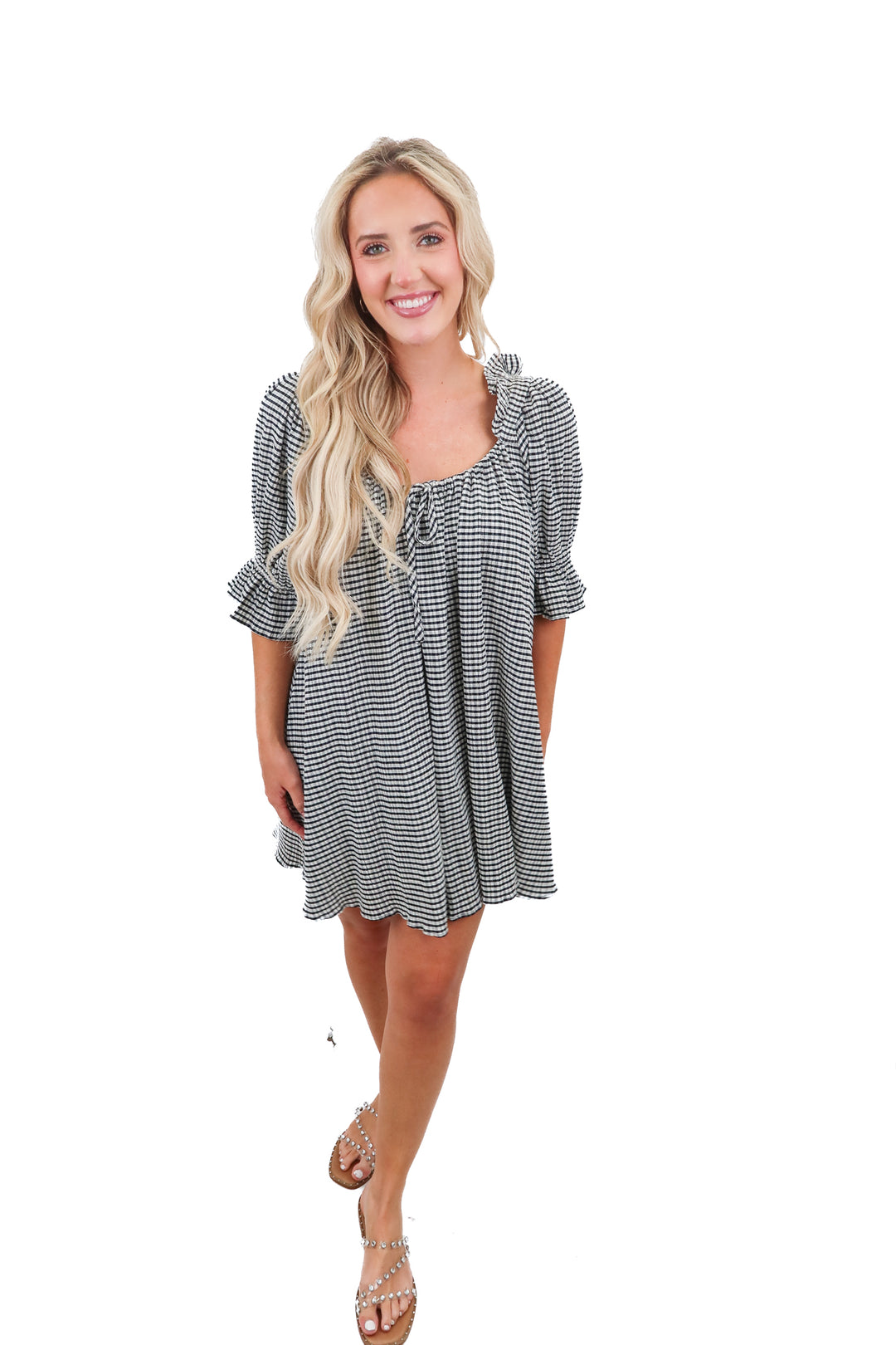 Stone Cold Fox black and white gingham dress (M; retail $248)