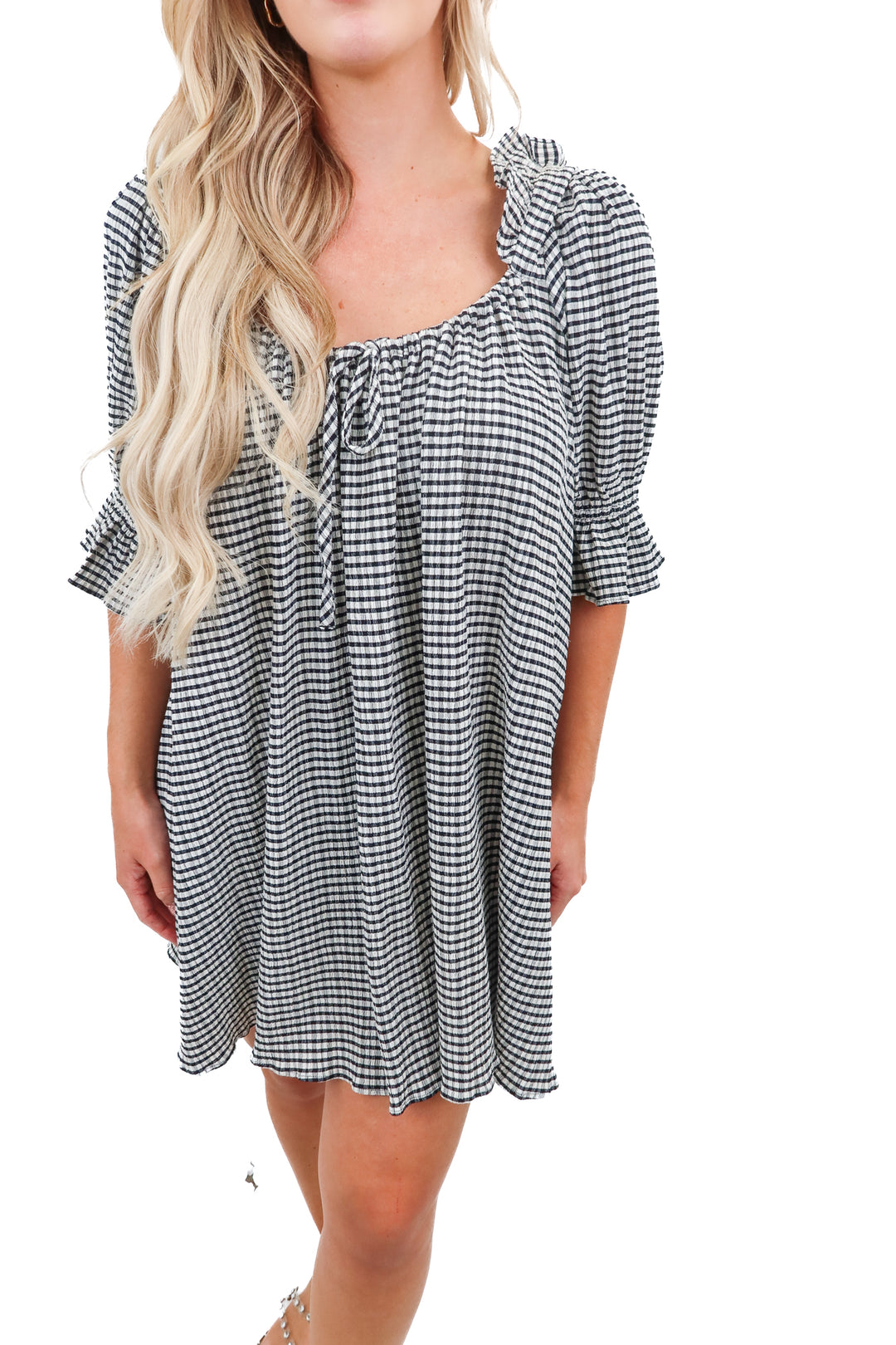 Stone Cold Fox black and white gingham dress (M; retail $248)
