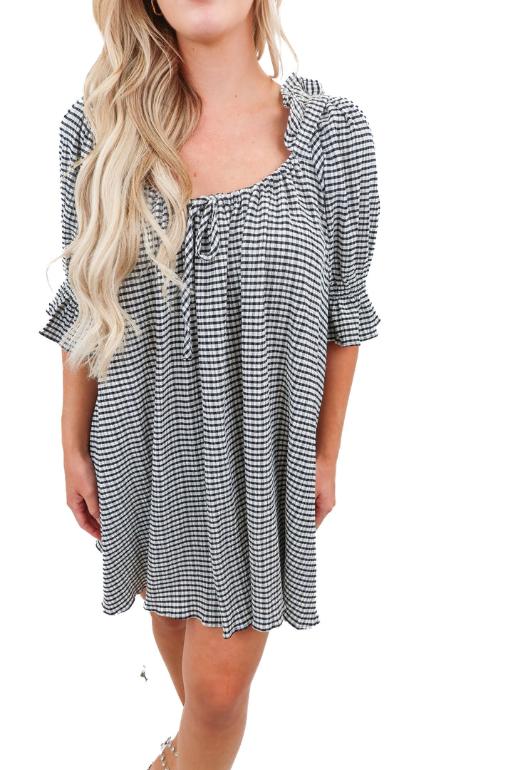 Stone Cold Fox black and white gingham dress (M; retail $248)