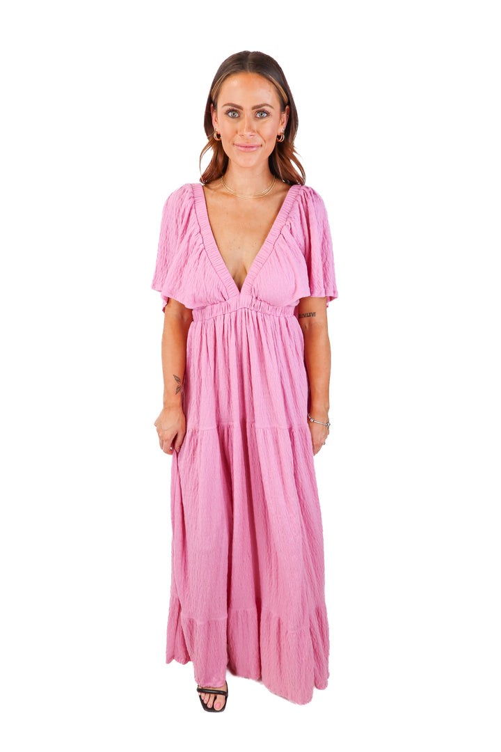 SOLD: free people beach purple deep v dress (s)
