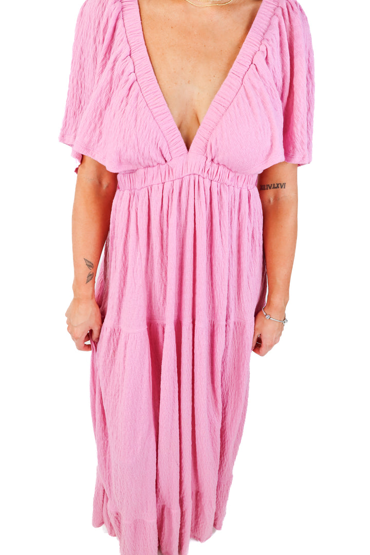 SOLD: free people beach purple deep v dress (s)