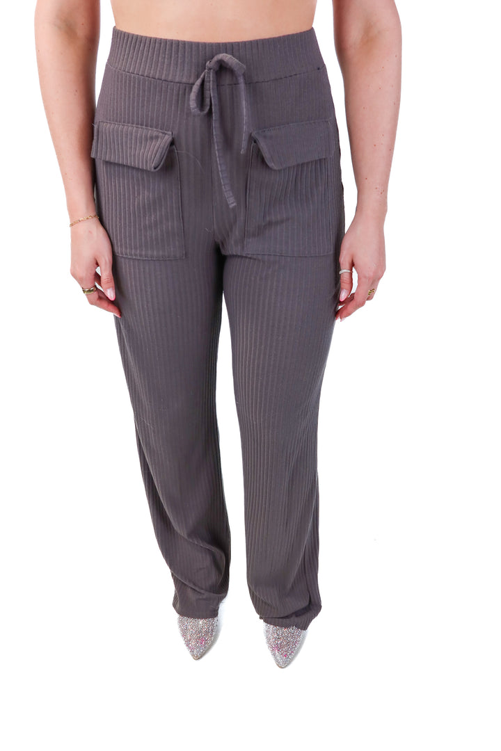 missguided grey ribbed lounge pants (8T)
