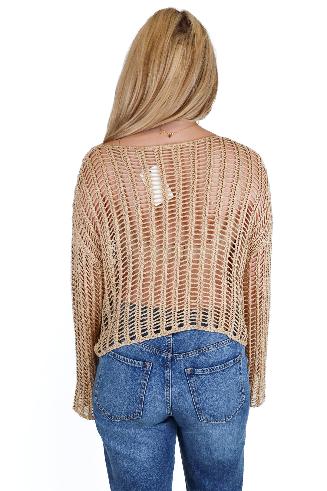 Klassy Network Open Knit Beige Top (S)