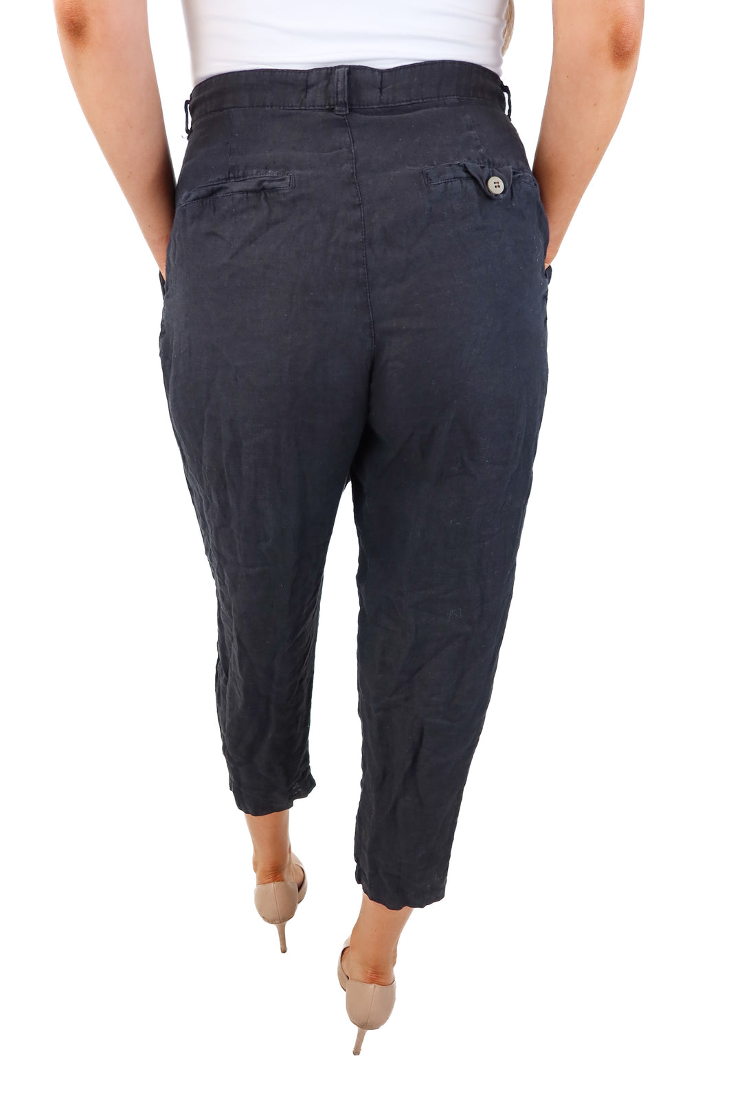 zara black linen pants (m)