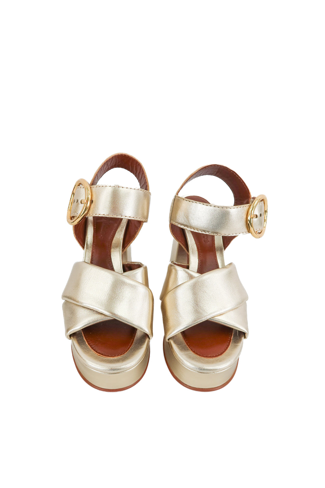 See by Chloe metallic gold heels (36; retail $495)
