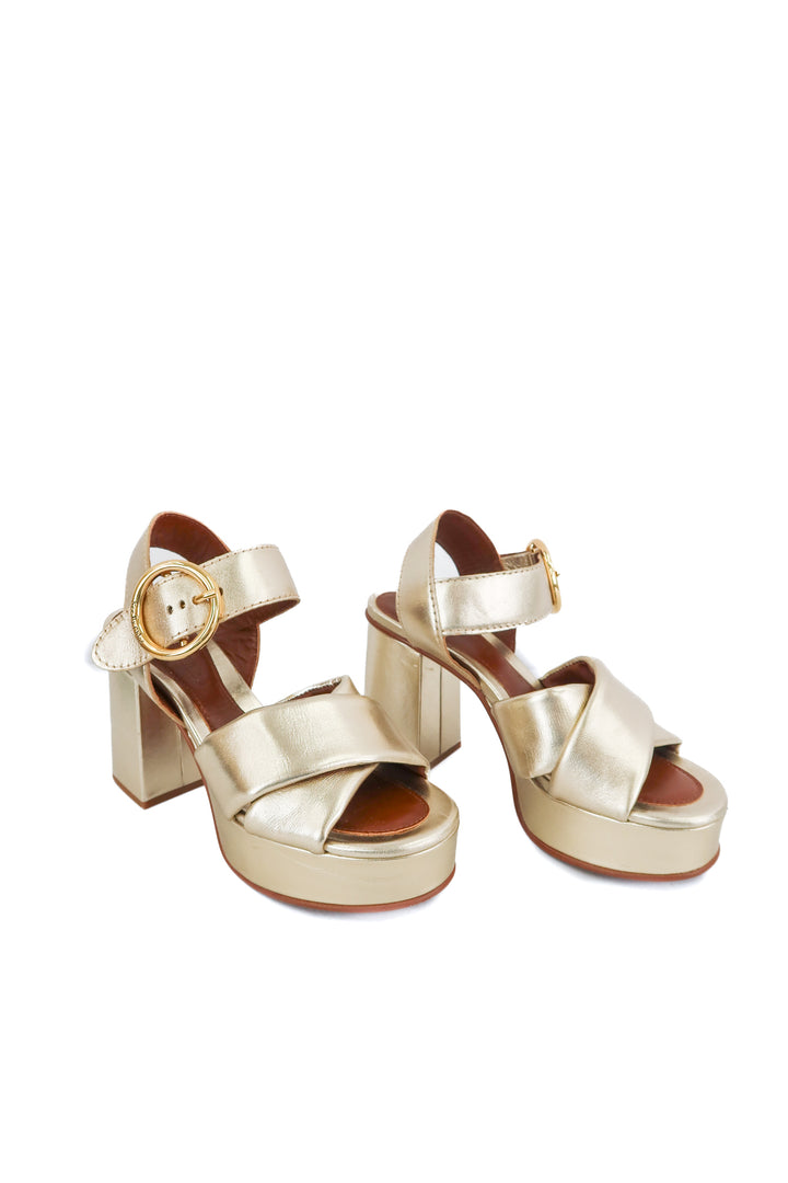 See by Chloe metallic gold heels (36; retail $495)