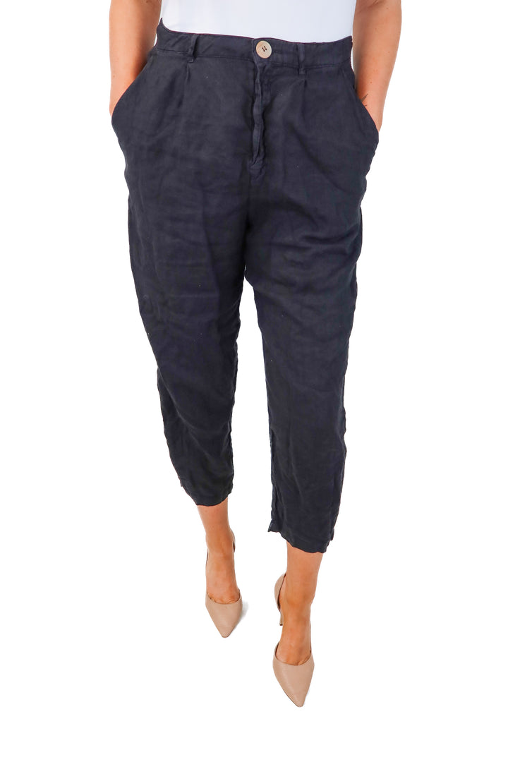 zara black linen pants (m)