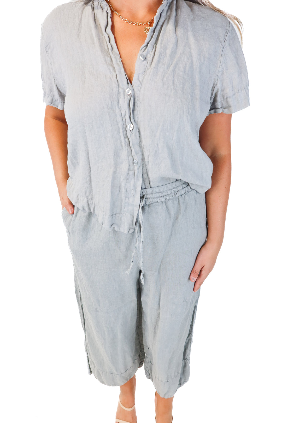 SOLD zara home grey linen set (L)