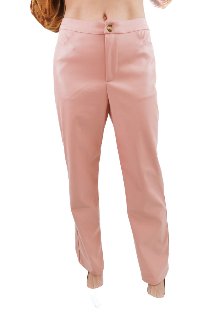kittenish pink vegan leather pants (S; retail $98)