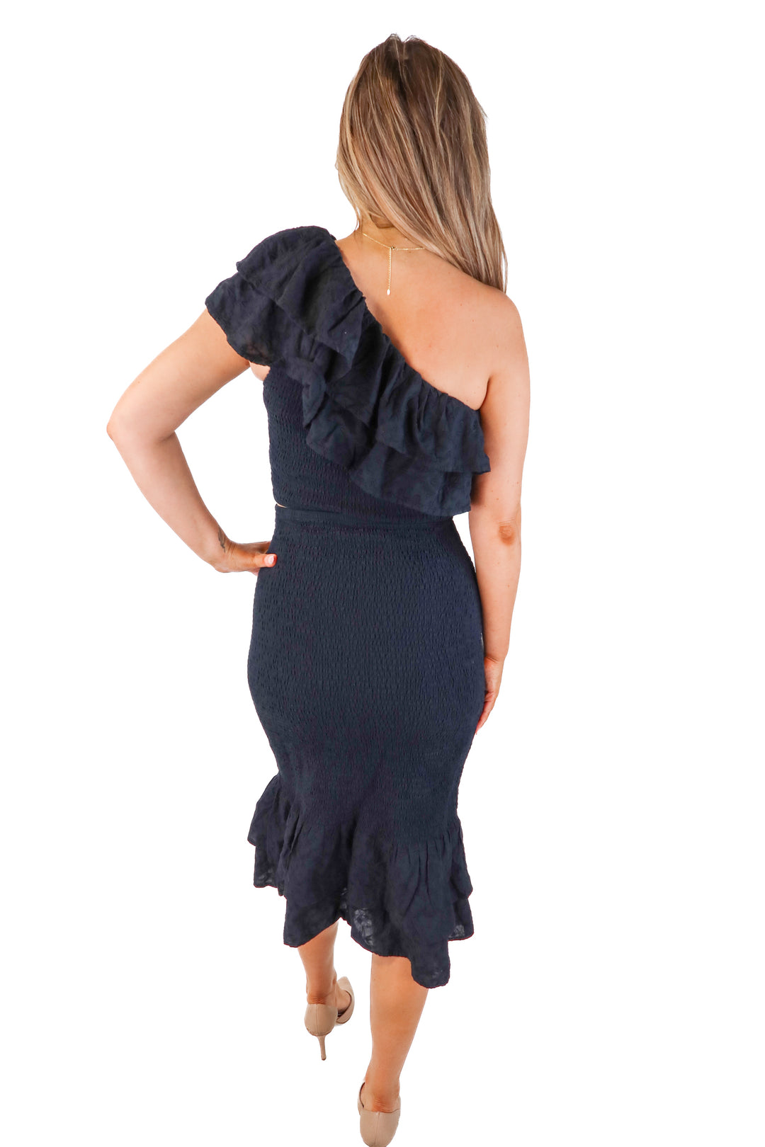 abercrombie & fitch black smocked ruffle set (m)