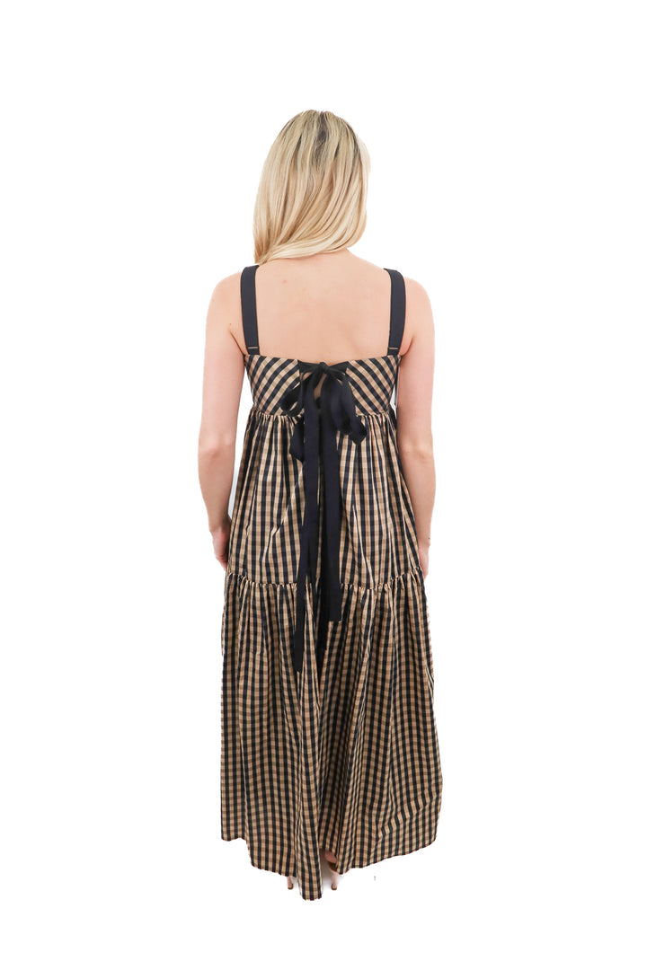 hunter bell black/brown checkered maxi dress (0; retail $535)