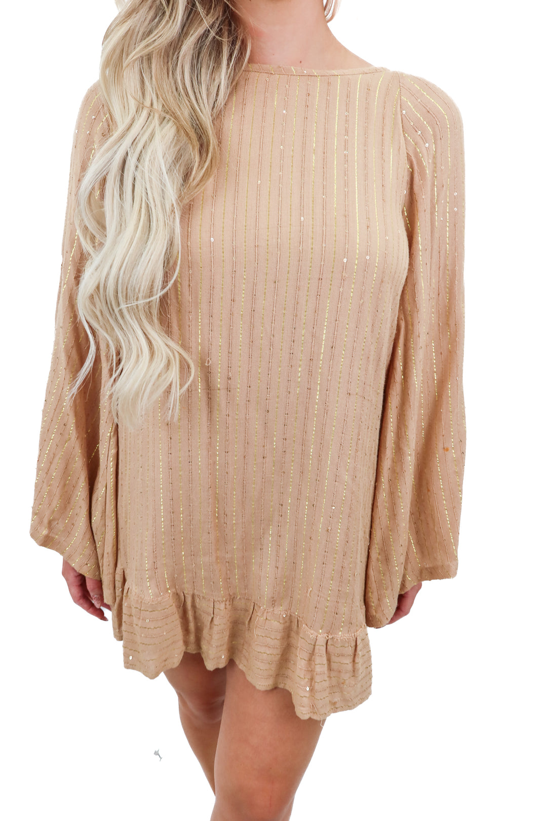 Sundress gold and tan beaded dress (XS/S; retail $185)