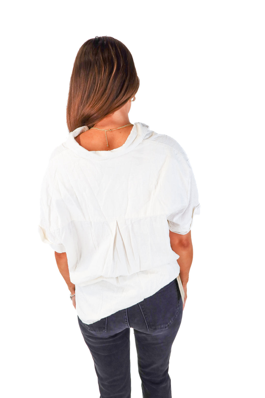 madewell ivory linen short sleeve top (m; retail $88)