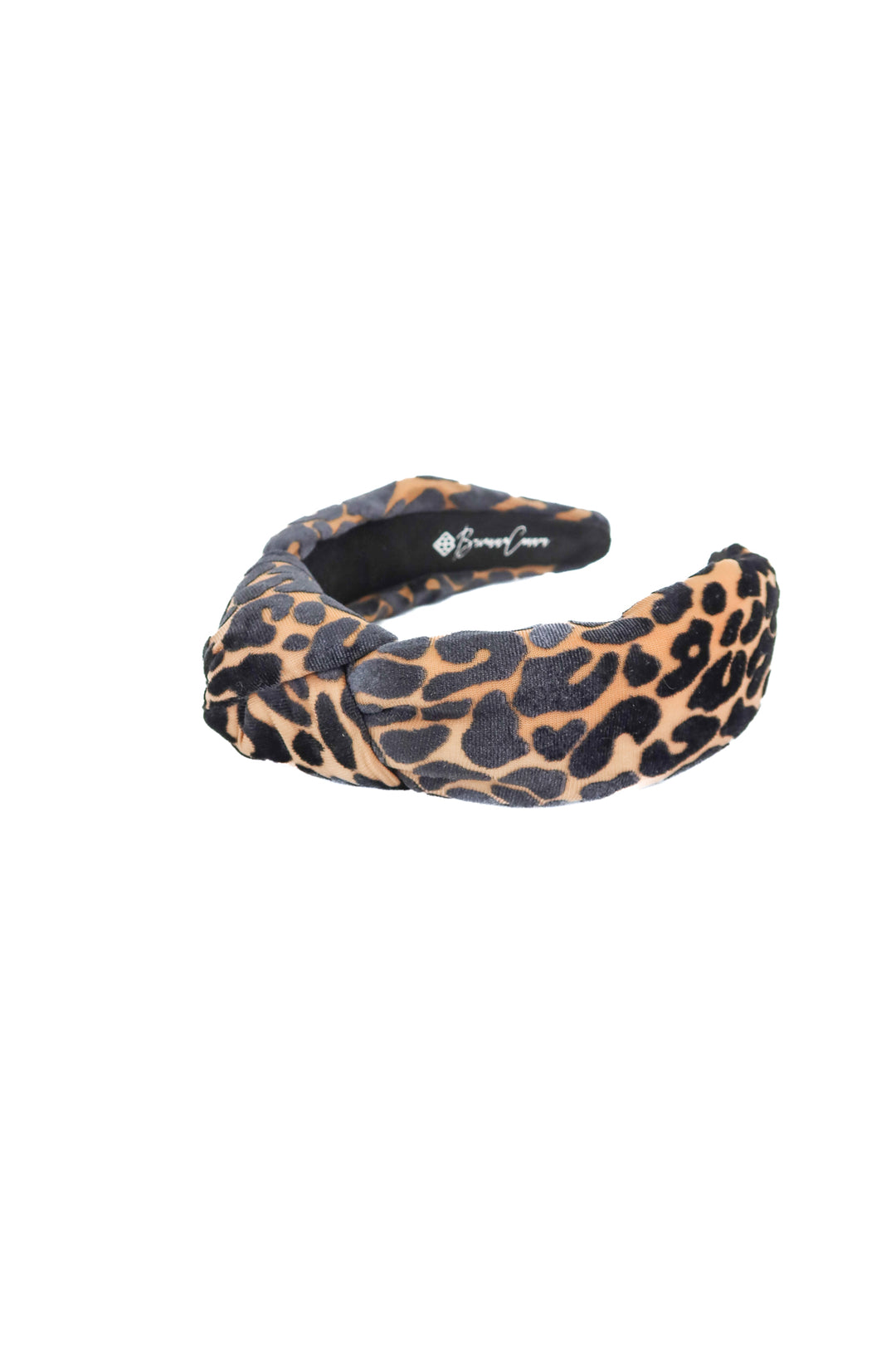 Velvet leopard knot headband
