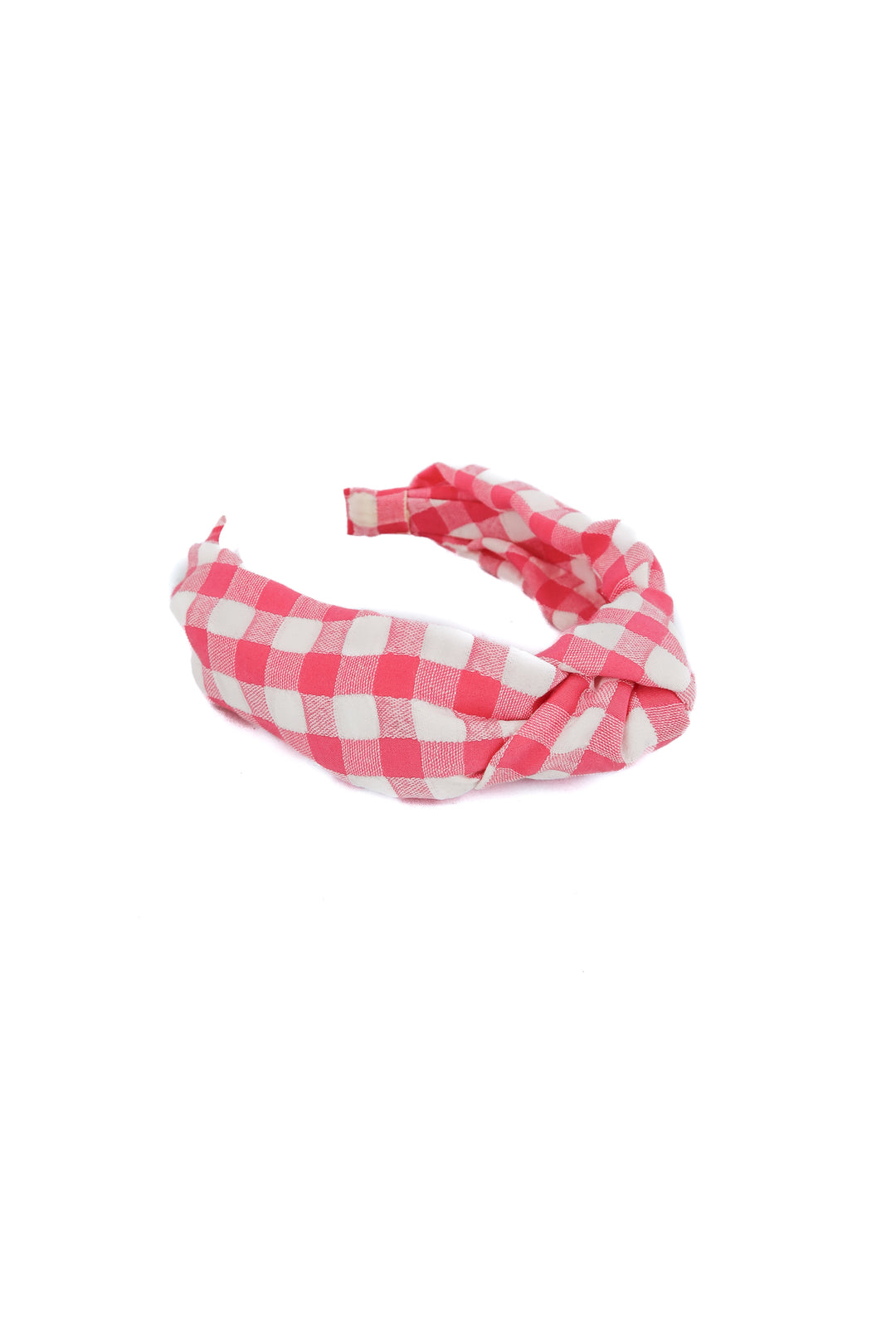 Pink gingham knot headband