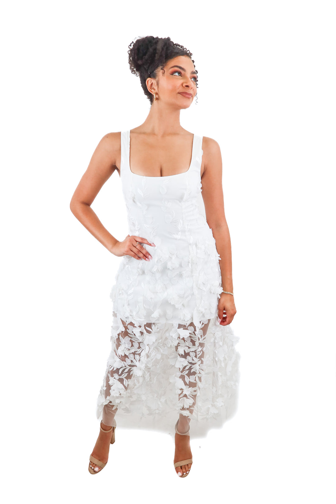 Show Me Your Mumu white floral applique maxi dress (S; retail $228)