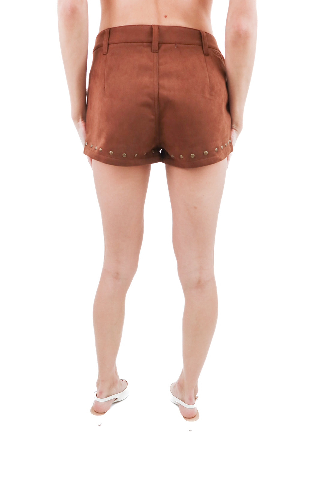 altar'd state brown faux suede studded shorts nwt (s; retail $64)