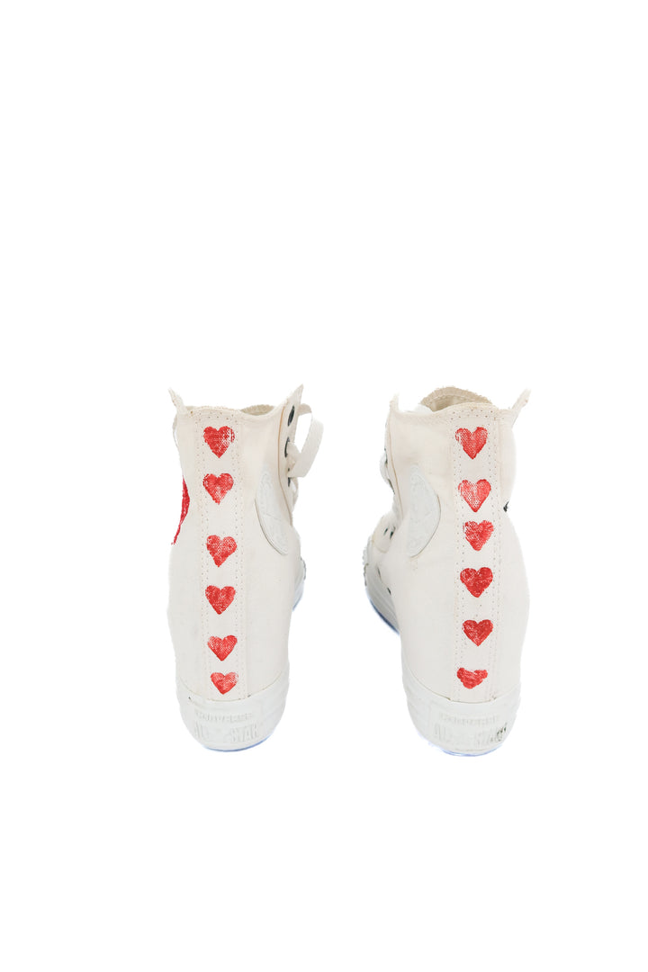 converse white sneakers with lip embroidery (7; retail $150)