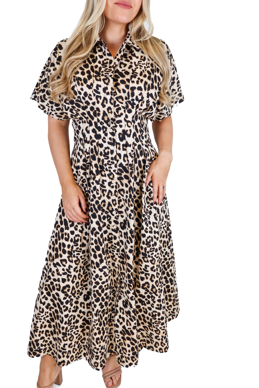 Exquise Leopard Button Down Maxi Dress (S; retail $265)