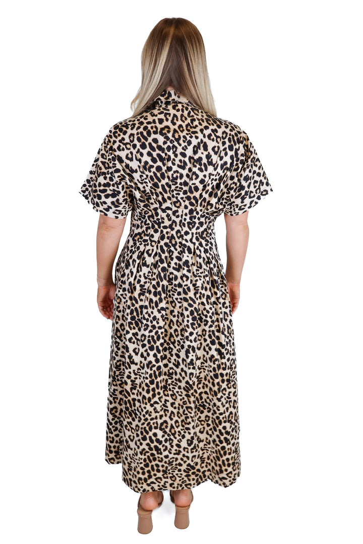 Exquise Leopard Button Down Maxi Dress (S; retail $265)