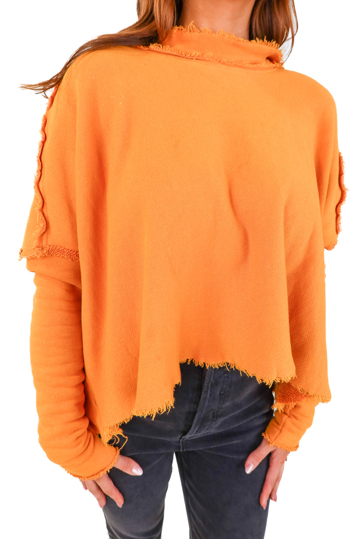 free people movement orange terry hoodie (s; retail $98)